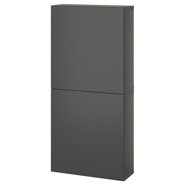 BESTÅ - Wall cabinet with 2 doors, dark grey/Lappviken dark grey, 60x22x128 cm - best price from Maltashopper.com 69508124