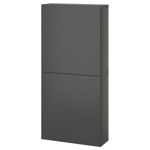 BESTÅ - Wall cabinet with 2 doors, dark grey/Lappviken dark grey, 60x22x128 cm