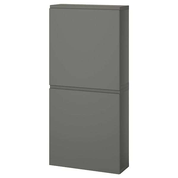 BESTÅ - Wall cabinet with 2 doors, dark grey/Västerviken dark grey, 60x22x128 cm - best price from Maltashopper.com 99508127