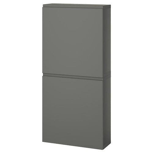 BESTÅ - Wall cabinet with 2 doors, dark grey/Västerviken dark grey, 60x22x128 cm
