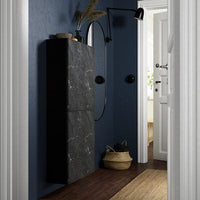 BESTÅ - Wall cabinet with 2 doors, black-brown Bergsviken/black marble effect, 60x22x128 cm - best price from Maltashopper.com 89421974