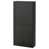 BESTÅ wall cabinet with 2 doors, black-brown/Hanviken black-brown, 60x22x128 cm