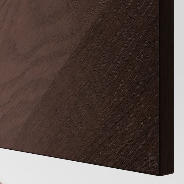 BESTÅ - Wall cabinet with 2 doors, black-brown Hedeviken/dark brown stained oak veneer, 60x22x128 cm - best price from Maltashopper.com 09421968