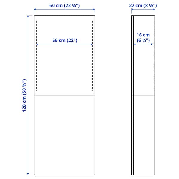 Ikea BESTÅ - Wall cabinet with 2 doors, black-brown/Lappviken light grey-beige, 60x22x128 cm