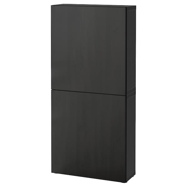 BESTÅ - Wall cabinet with 2 doors, black-brown/Lappviken black-brown, 60x22x128 cm - best price from Maltashopper.com 39421962