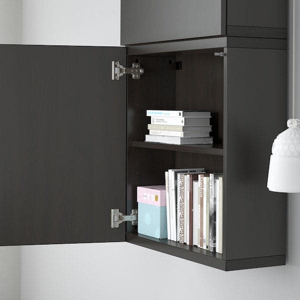 BESTÅ - Wall cabinet with 2 doors, black-brown/Lappviken black-brown, 60x22x128 cm - best price from Maltashopper.com 39421962
