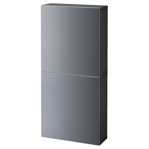 BESTÅ wall cabinet with 2 doors, black-brown/Riksviken brushed dark pewter effect, 60x22x128 cm