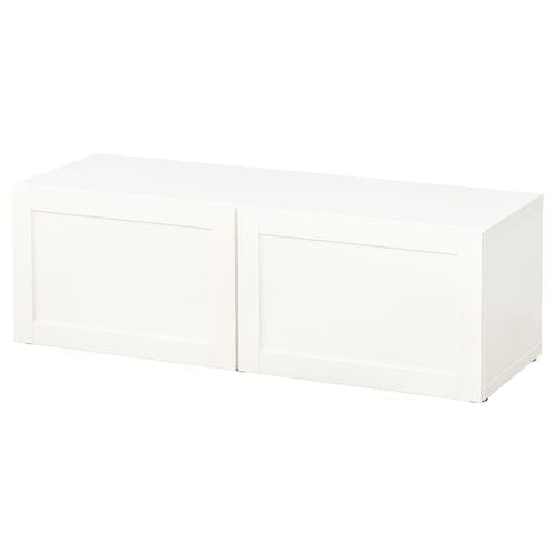 BESTÅ - Shelf unit with doors, white/Hanviken white, 120x42x38 cm