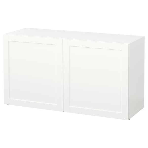 BESTÅ - Shelf unit with doors, white/Hanviken white, 120x42x64 cm - best price from Maltashopper.com 19047385
