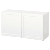 BESTÅ shelf unit with doors, white/Hanviken white, 120x42x64 cm