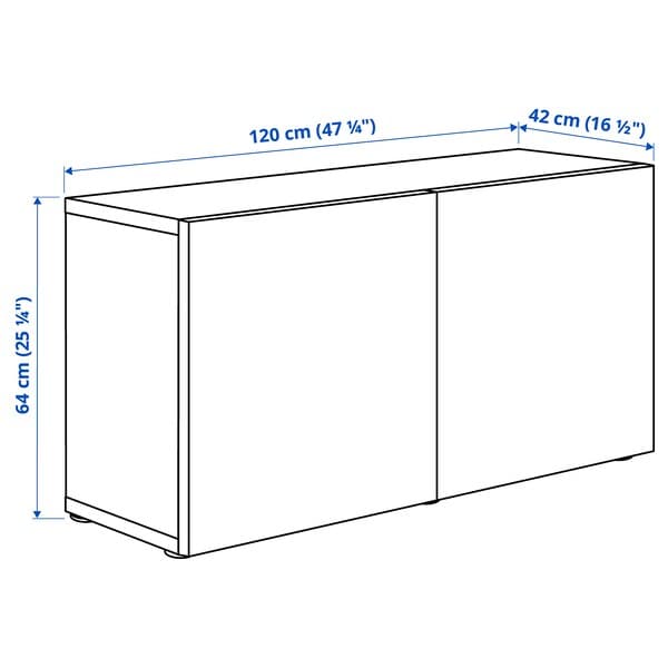 BESTÅ - Shelf unit with doors, white/Hedeviken oak veneer, 120x42x64 cm - best price from Maltashopper.com 79425152