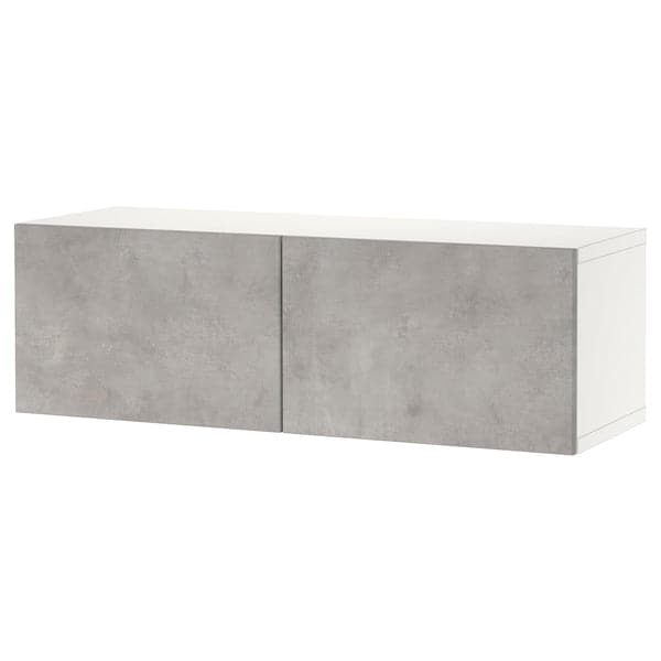 BESTÅ - Shelf unit with doors, white/Kallviken light grey