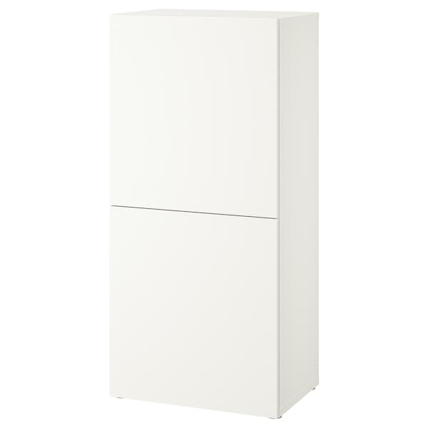 BESTÅ - Shelf unit with doors, white Lappviken/white, 60x42x129 cm