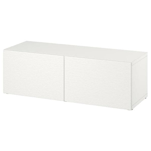 BESTÅ - Shelf unit with doors, white/Laxviken white, 120x42x38 cm