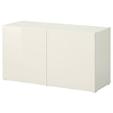 BESTÅ shelf unit with doors, white/Selsviken high-gloss/white, 120x42x64 cm