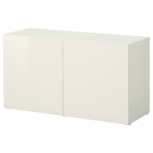 BESTÅ - Shelf unit with doors, white/Selsviken high-gloss/white, 120x42x64 cm