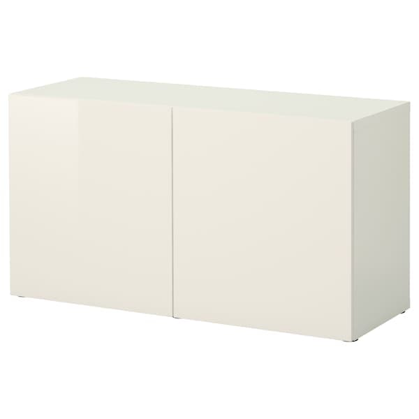 BESTÅ - Shelf unit with doors, white/Selsviken high-gloss/white, 120x42x64 cm