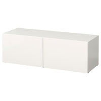 BESTÅ - Shelf unit with doors, white/Selsviken high-gloss/white, 120x42x38 cm - best price from Maltashopper.com 89047443