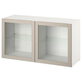 BESTÅ shelf unit with doors, white/Sindvik light grey-beige, 120x42x64 cm