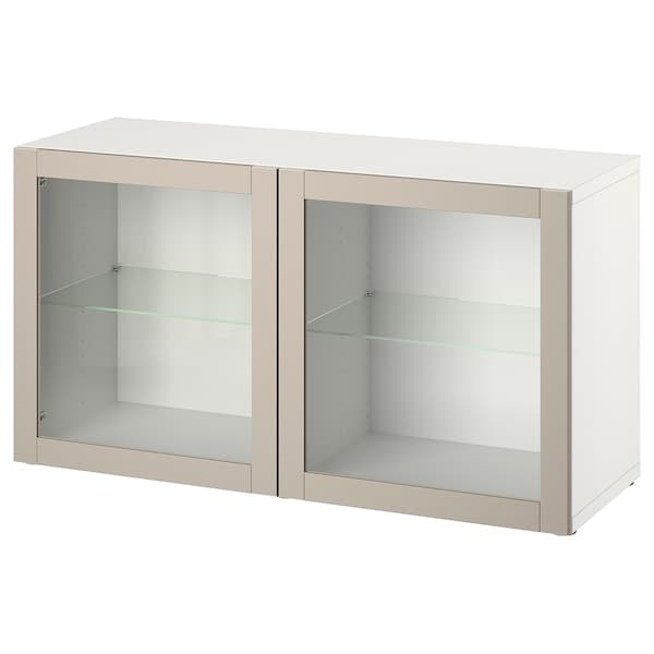 Ikea BESTÅ - Shelf unit with doors, white/Sindvik light grey-beige, 120x42x64 cm