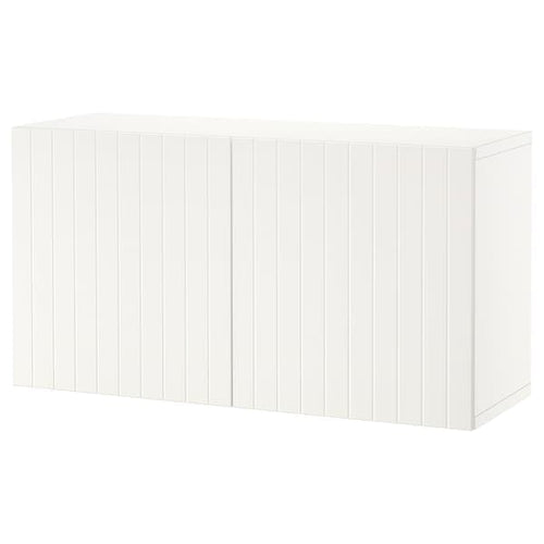 BESTÅ - Shelf unit with doors, white/Sutterviken white, 120x42x64 cm