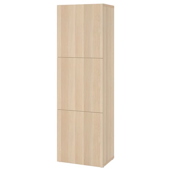 BESTÅ - Shelf unit with doors, white stained oak effect/Lappviken white stained oak effect, 60x42x193 cm - best price from Maltashopper.com 99429700