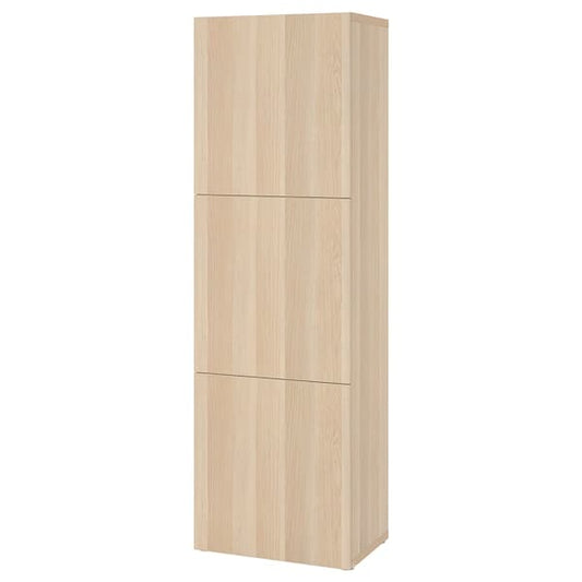 BESTÅ - Shelf unit with doors, white stained oak effect/Lappviken white stained oak effect, 60x42x193 cm - best price from Maltashopper.com 99429700