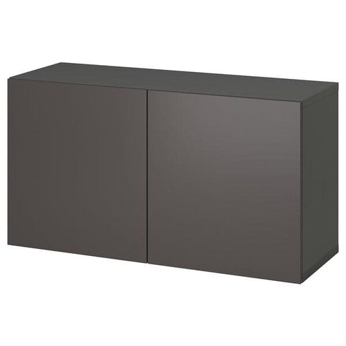 BESTÅ - Shelf unit with doors, dark grey/Lappviken dark grey, 120x42x64 cm