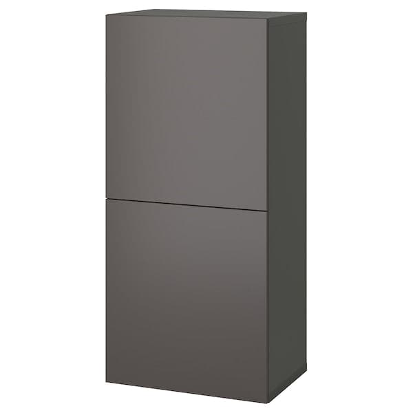 BESTÅ - Shelf unit with doors, dark grey/Lappviken dark grey, 60x42x129 cm - best price from Maltashopper.com 89535796