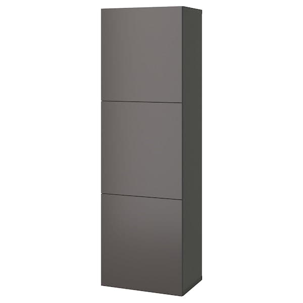 BESTÅ - Shelf unit with doors, dark grey/Lappviken dark grey, 60x42x193 cm - best price from Maltashopper.com 09535795