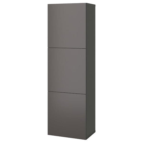 BESTÅ - Shelf unit with doors, dark grey/Lappviken dark grey, 60x42x193 cm