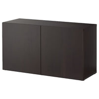 BESTÅ shelf unit with doors, black-brown/Lappviken black-brown, 120x42x64 cm