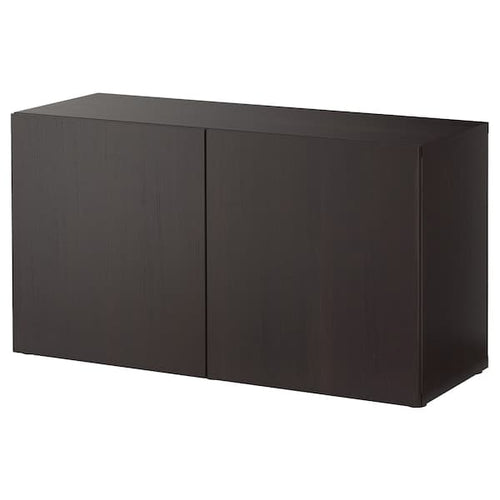 BESTÅ - Shelf unit with doors, black-brown/Lappviken black-brown, 120x42x64 cm