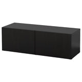 BESTÅ shelf unit with doors, black-brown/Lappviken black-brown, 120x42x38 cm