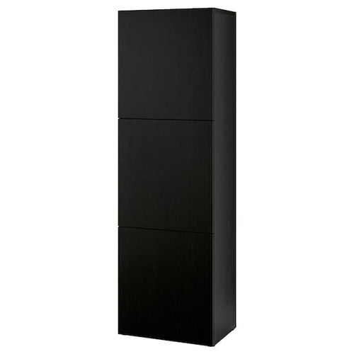 BESTÅ - Shelf unit with doors, black-brown/Lappviken black-brown, 60x42x193 cm