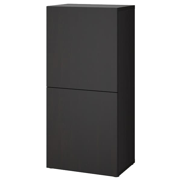 BESTÅ - Shelf unit with doors, black-brown/Lappviken black-brown, 60x42x129 cm - best price from Maltashopper.com 19429704