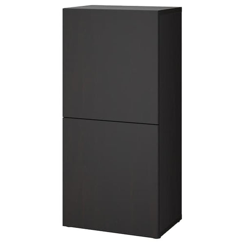 BESTÅ - Shelf unit with doors, black-brown/Lappviken black-brown, 60x42x129 cm