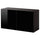 BESTÅ - BESTÅ Shelf unit with doors, black-brown/Selsviken high-gloss/black, 120x42x64 cm