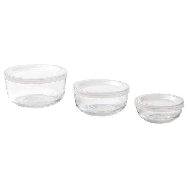 BESTÄMMA - Food container with lid, set of 3, glass - best price from Maltashopper.com 10495760