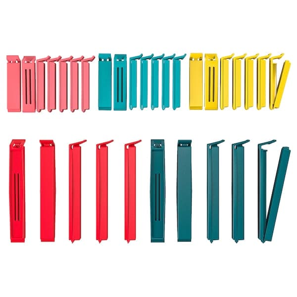 BEVARA - Sealing clip, set of 30, mixed colours/mixed sizes