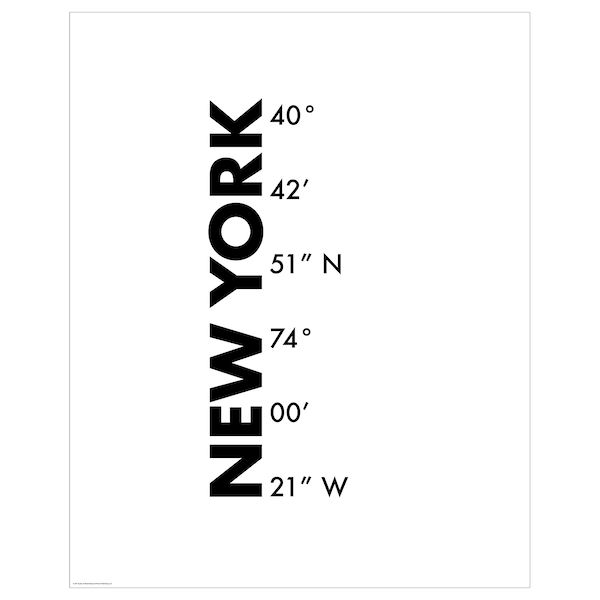 BILD - Poster, coordinates, New York,40x50 cm - best price from Maltashopper.com 80581702
