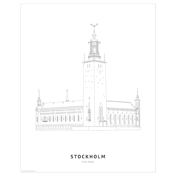 BILD - Poster, City Hall, Stockholm,40x50 cm - best price from Maltashopper.com 60581656