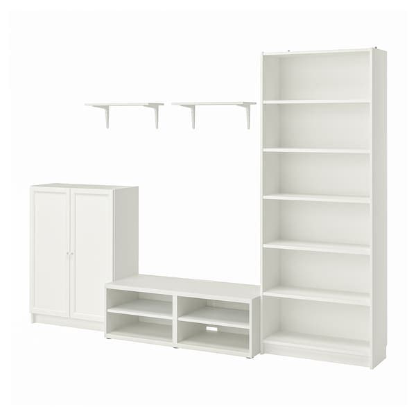 BILLY / BESTÅ - TV storage combination, white, 280x40x202 cm