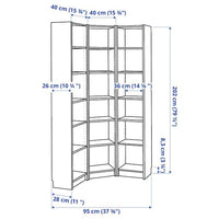 BILLY - Bookcase combination/crnr solution, white, 95/95x28x202 cm - best price from Maltashopper.com 99395936