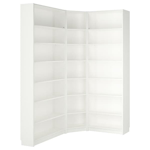 BILLY - Bookcase corner comb w ext units, white, 136/136x28x237 cm