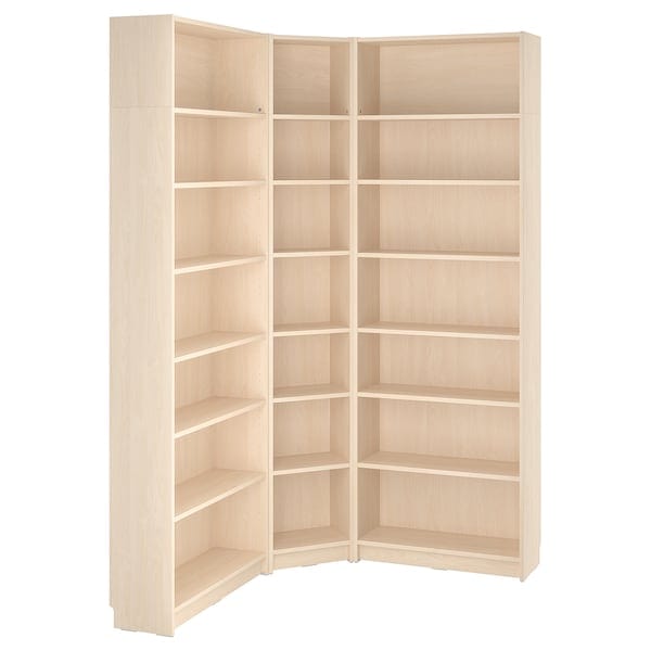 Ikea BILLY - Bookcase combination ang/elem supp, birch effect,136/136x28x237 cm