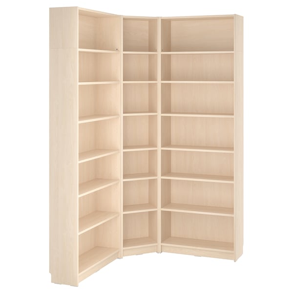 BILLY - Bookcase combination ang/elem supp, birch effect,136/136x28x237 cm