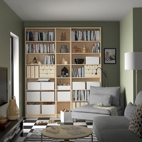 Ikea BILLY - Bookcase/elem supplement combination, birch effect,200x28x237 cm