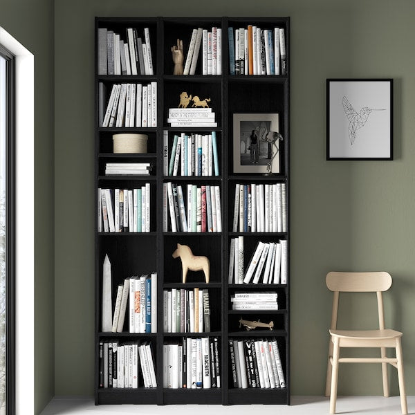 BILLY - Bookcase comb with extension units, black oak effect, 120x28x237 cm