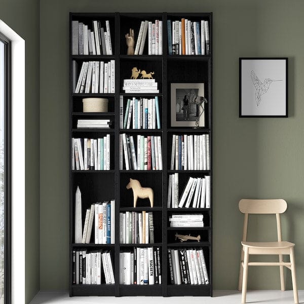 Ikea BILLY - Bookcase comb with extension units, black oak effect, 120x28x237 cm